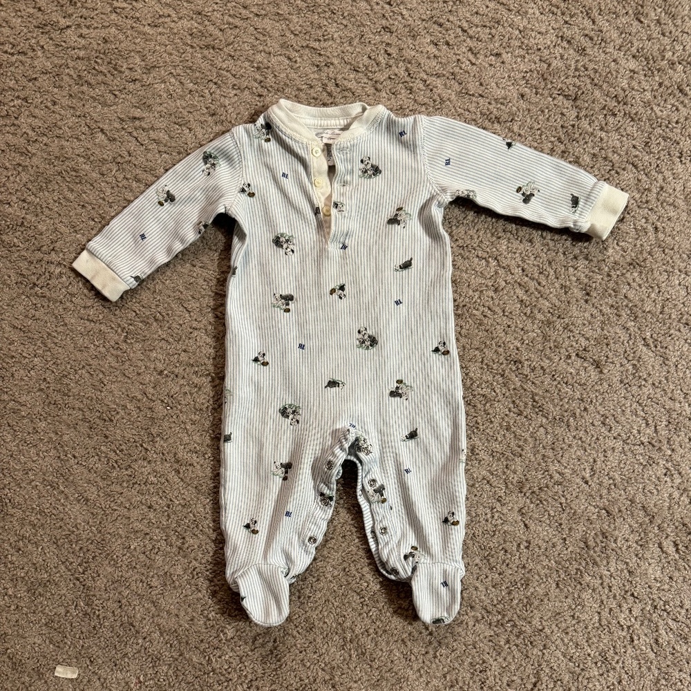 POLO Doggy Striped Footie Pajamas, SIZE 9mos